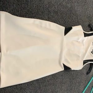 cream dress with black mesh